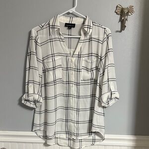 Plaid Button Down Shirt in Black and White